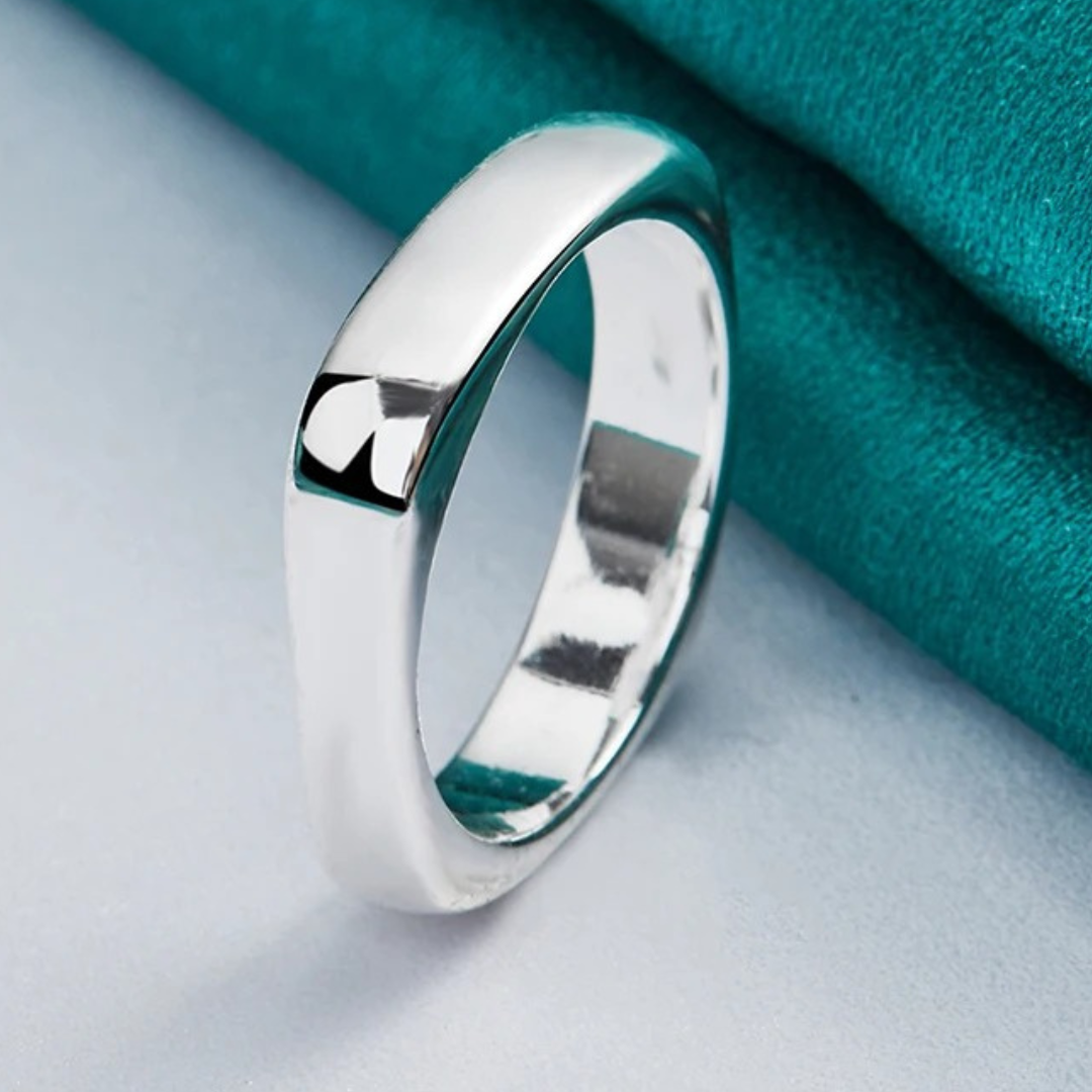 Anillo cuadrado sencillo de plata 925 ajustable