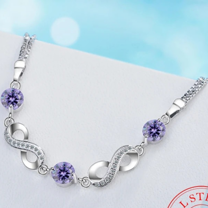 Pulsera fina de plata 925 con piedras de circonio de colores