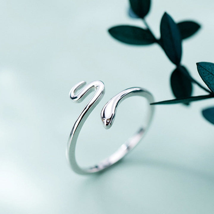 Anillo ajustable de plata 925 con forma de serpiente