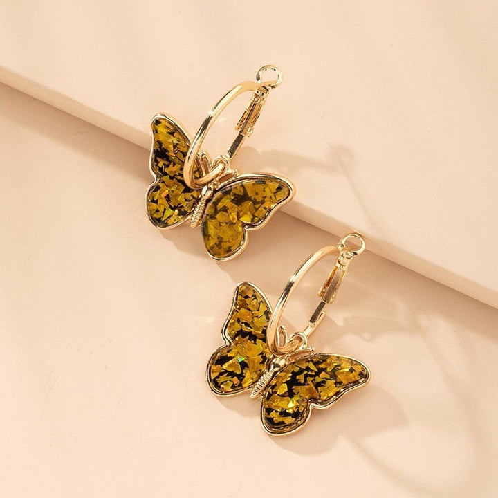 Pendientes de mariposa de cristal esmaltados pintados a mano