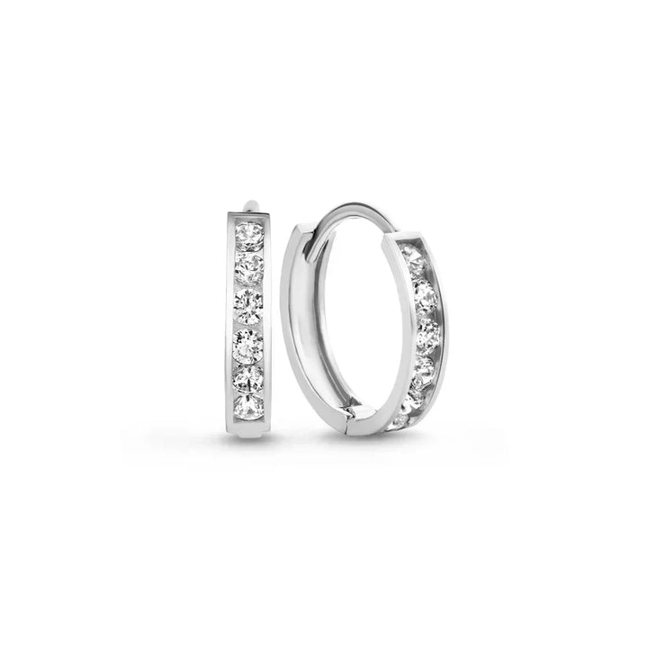 Set de pendientes de piedra Dara Brillane | Oro blanco