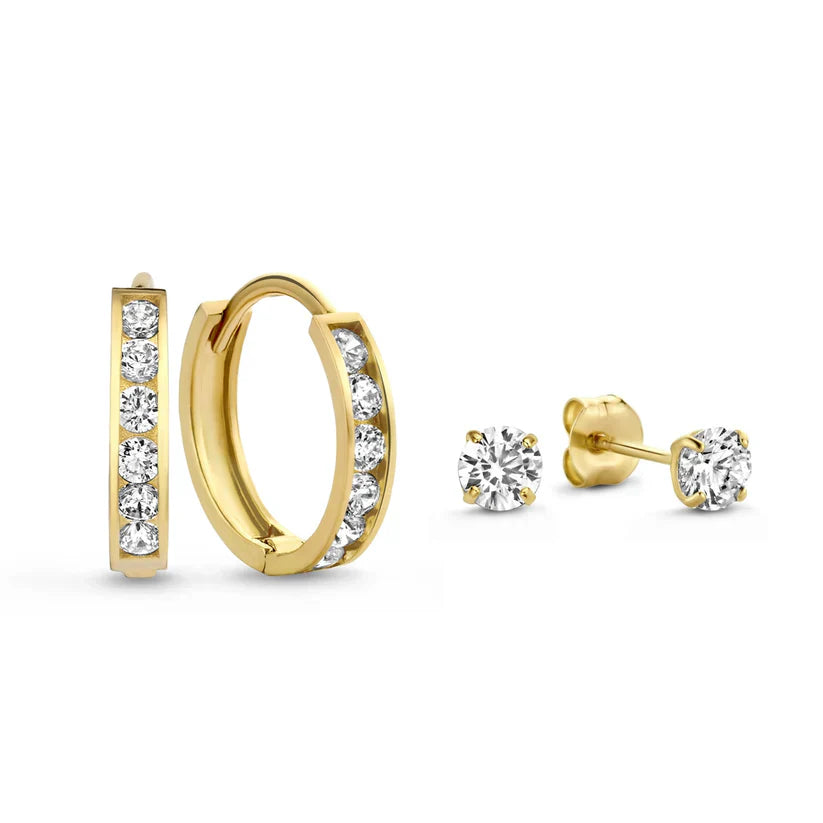 Set de pendientes de piedra Dara Brillane | Oro blanco