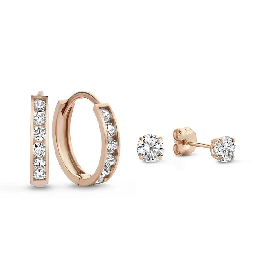 Set de pendientes de piedra Dara Brillane | Oro blanco