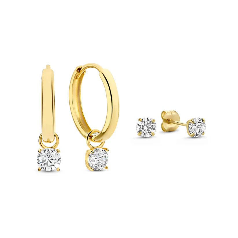 Set de Pendientes de Piedra Larmes de Lune | Dorado