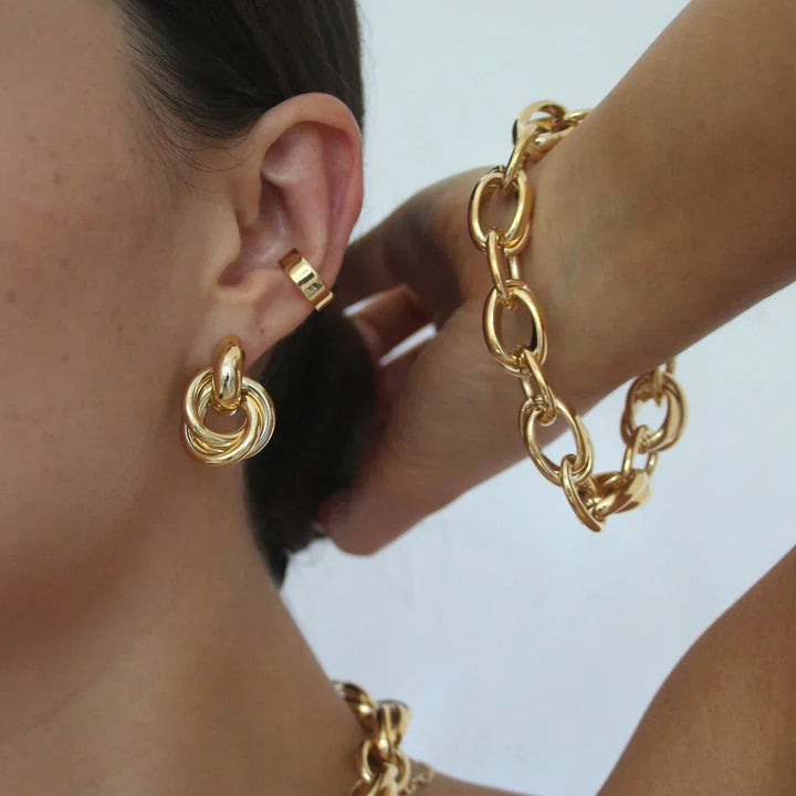 Pendientes Statement Interlocking | Dorado
