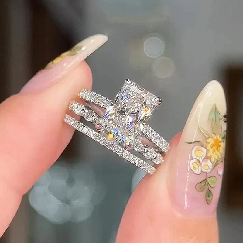 Set de 3 anillos de boda Jaily | Oro blanco