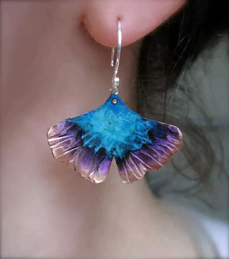 Pendientes boho de mariposa azul en plata esterlina