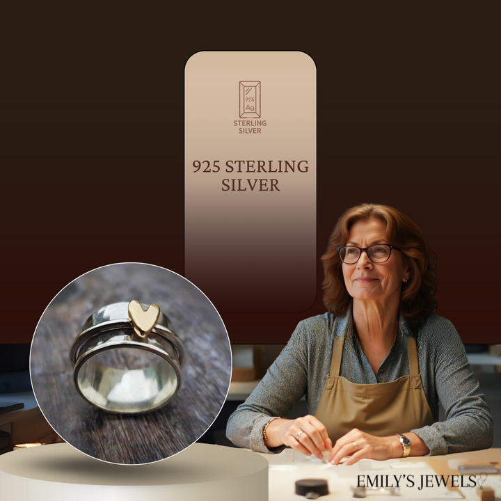 Alma - Anillo corazón plateado con baño de oro