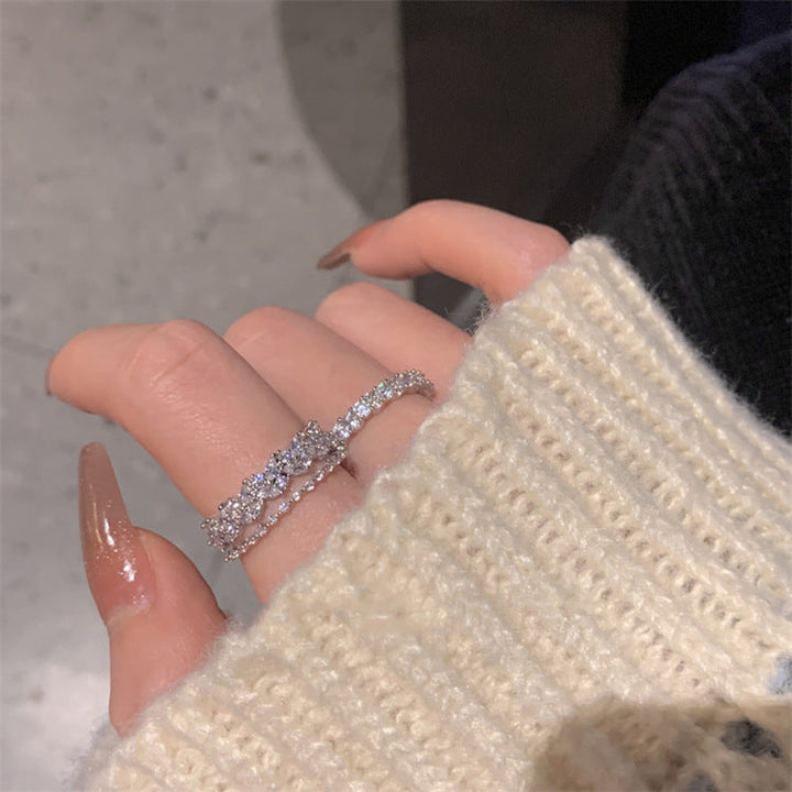Anillos gemelos Cascada con circonitas