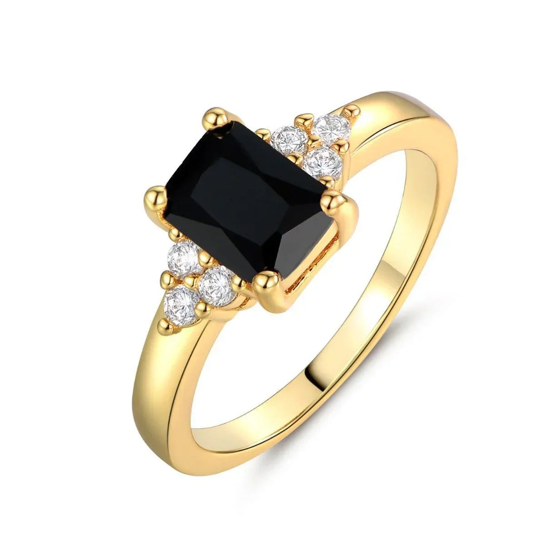 Anillo de Espinela Negra y Bageta - Joyas de Sophia