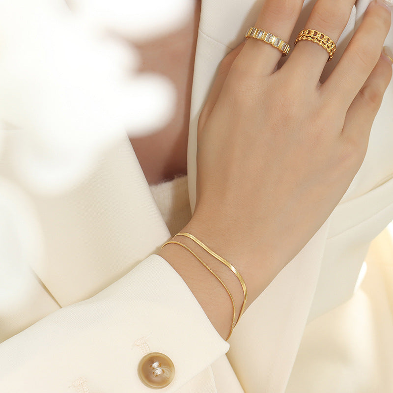 Pulsera dorada de doble capa Classia