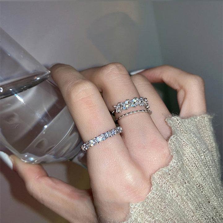 Anillos gemelos Cascada con circonitas