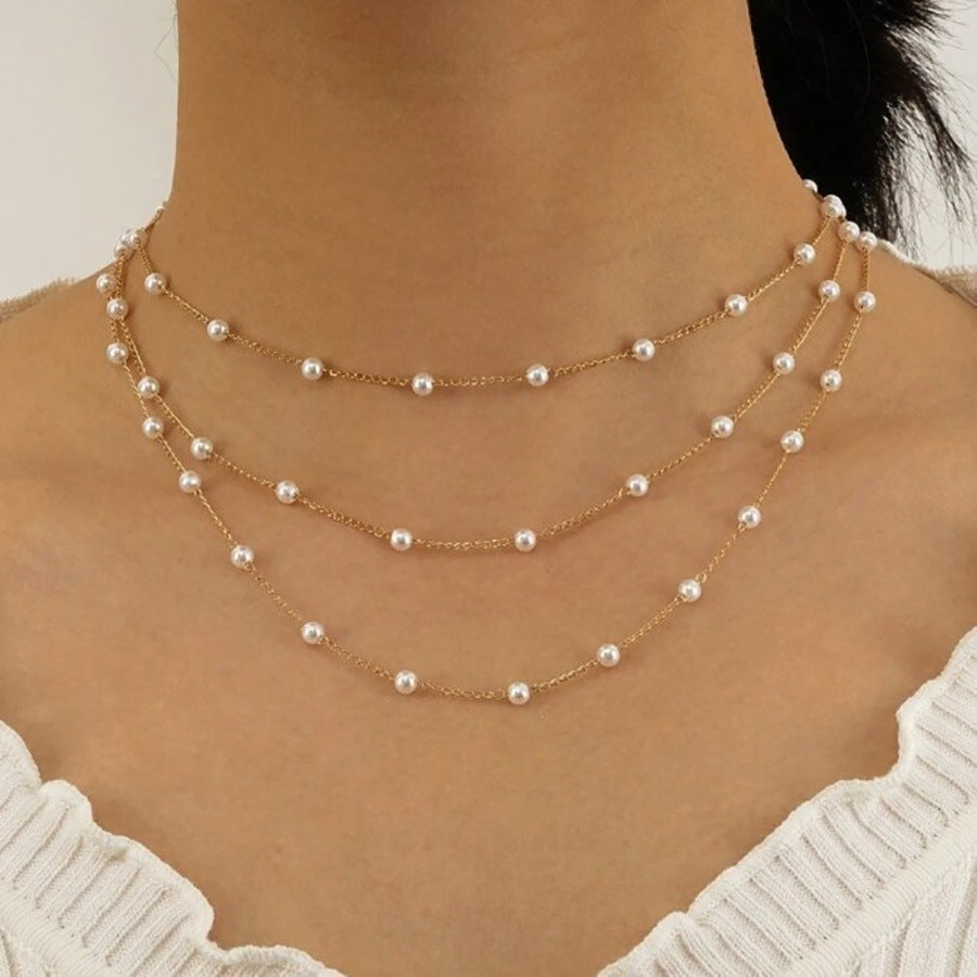 Collar Gracia de Perla de Múltiples Hilos