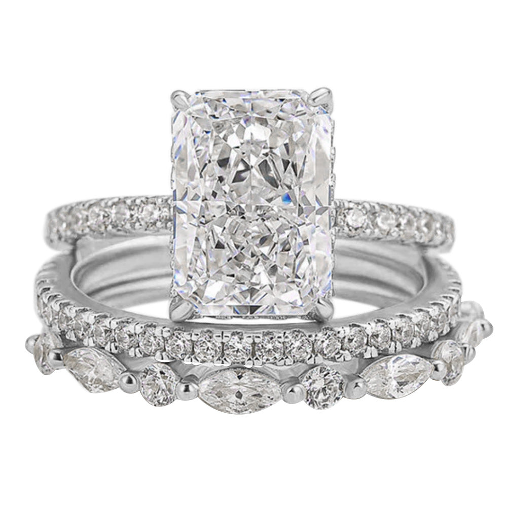 Set de 3 anillos de boda Jaily | Oro blanco