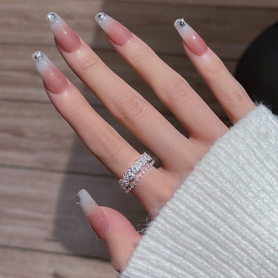 Anillos gemelos Cascada con circonitas