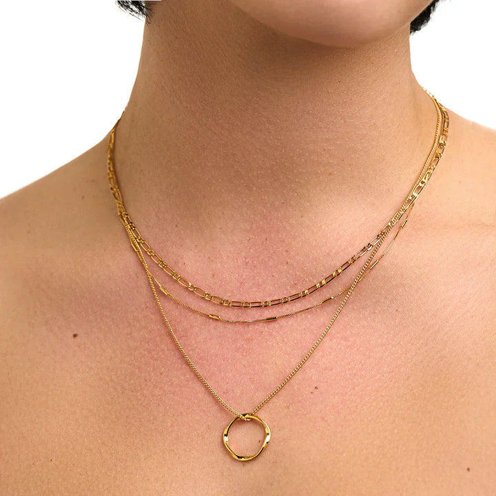 Collar de Círculo Abierto de Tres Hileras | Dorado