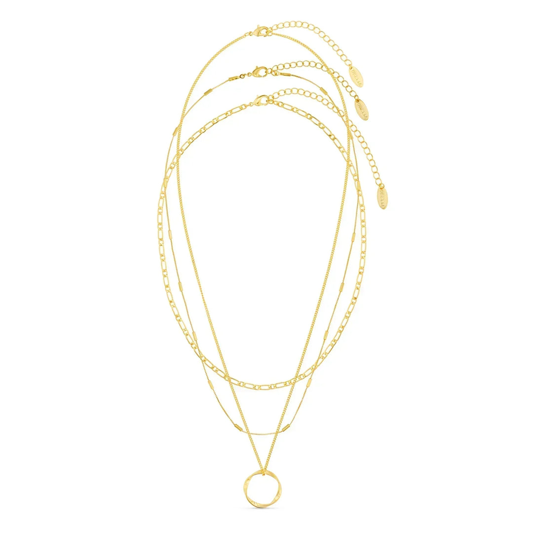 Collar de círculo abierto de tres hileras | Oro blanco