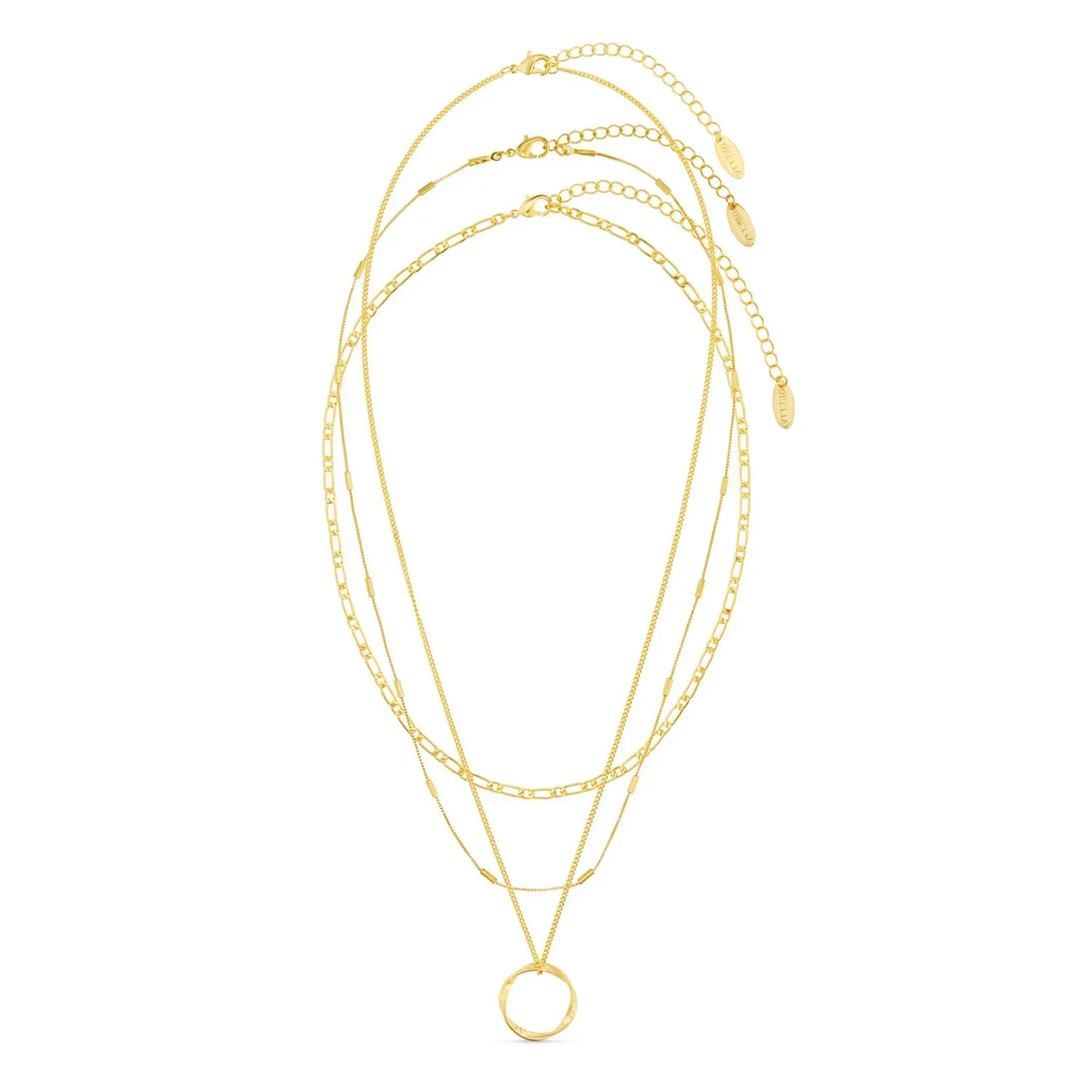 Collar de Círculo Abierto de Tres Hileras | Dorado