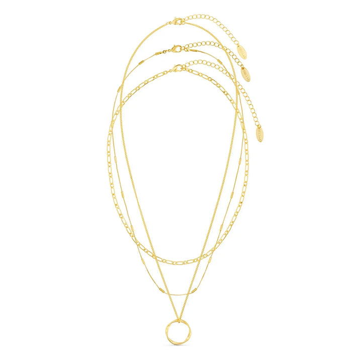 Collar de Círculo Abierto de Tres Hileras | Dorado