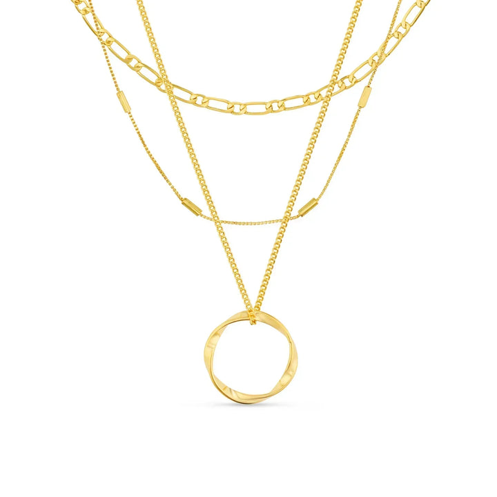 Collar de círculo abierto de tres hileras | Oro blanco