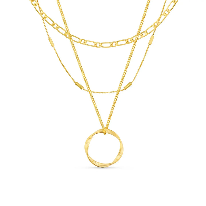 Collar de Círculo Abierto de Tres Hileras | Dorado