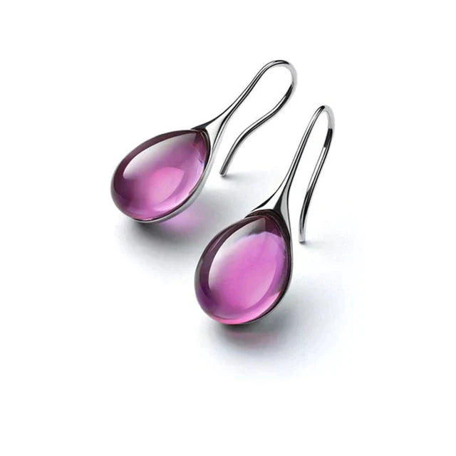 Pendientes de Gota de Cristal en Oro y Plata
