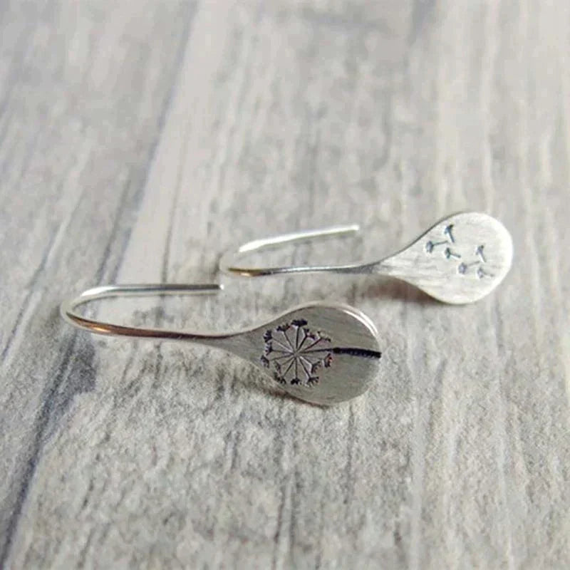 Pendientes de hoja de diente de león en plata esterlina 925