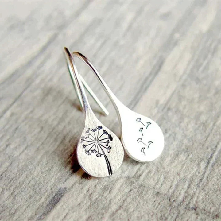 Pendientes de hoja de diente de león en plata esterlina 925