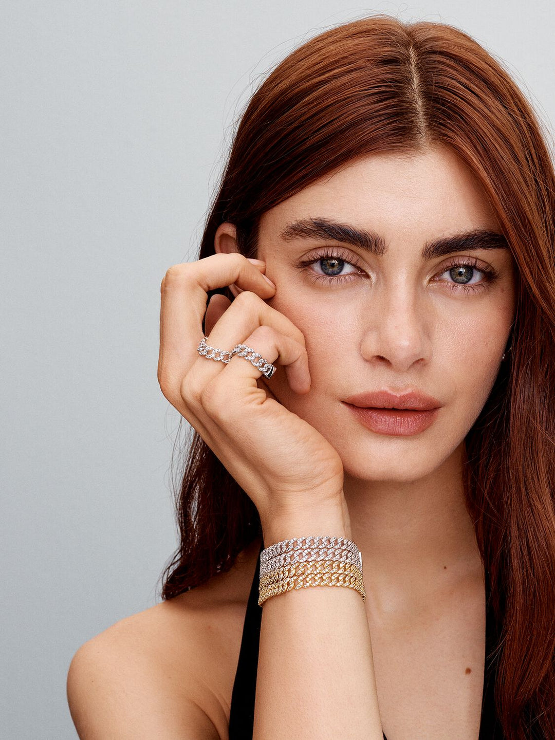 Pulsera pavé Cuban | Oro blanco