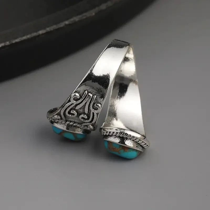 Elegante Anillo Vintage Cruzado de Turquesa
