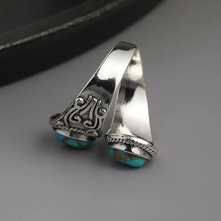 Elegante Anillo Vintage Cruzado de Turquesa