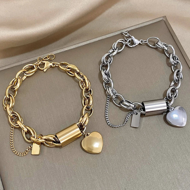 Pulsera Gruesa Heartened | Dorado