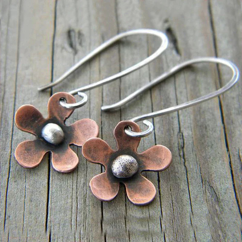Pendientes vintage flor en plata