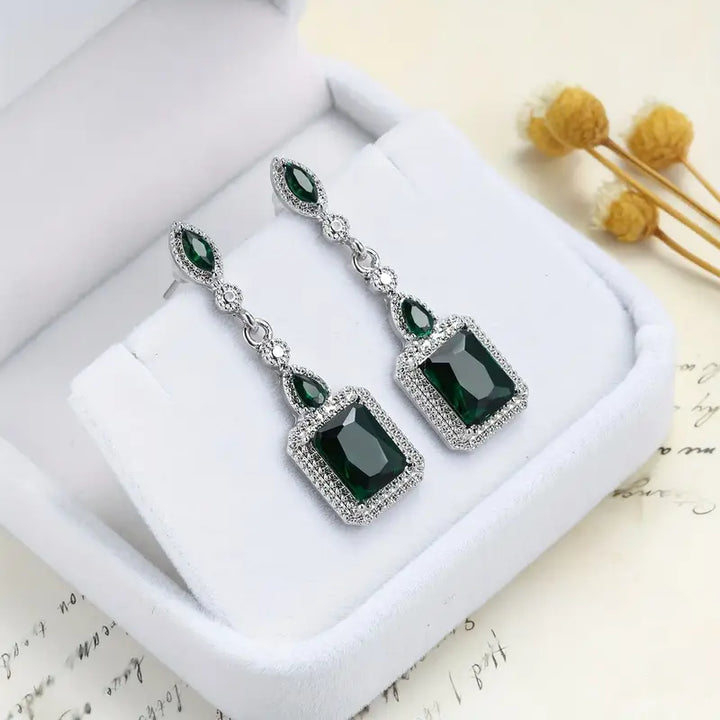 Pendientes Clarion Verdancia | Oro blanco