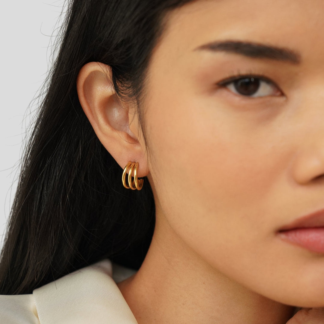 Pendientes triples de oro Ana
