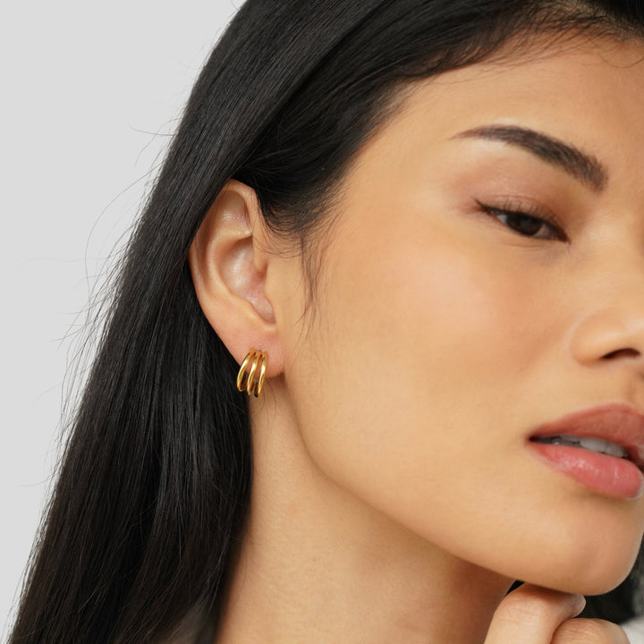 Pendientes triples de oro Ana