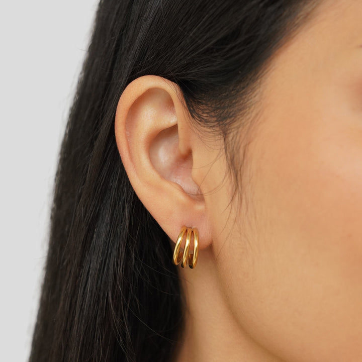 Pendientes triples de oro Ana