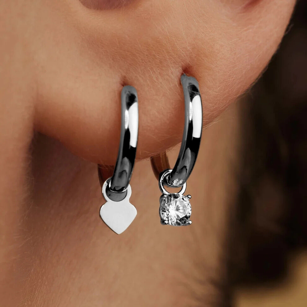 Pendientes tipo chandelier de piedra Larmes de Lune | Oro blanco