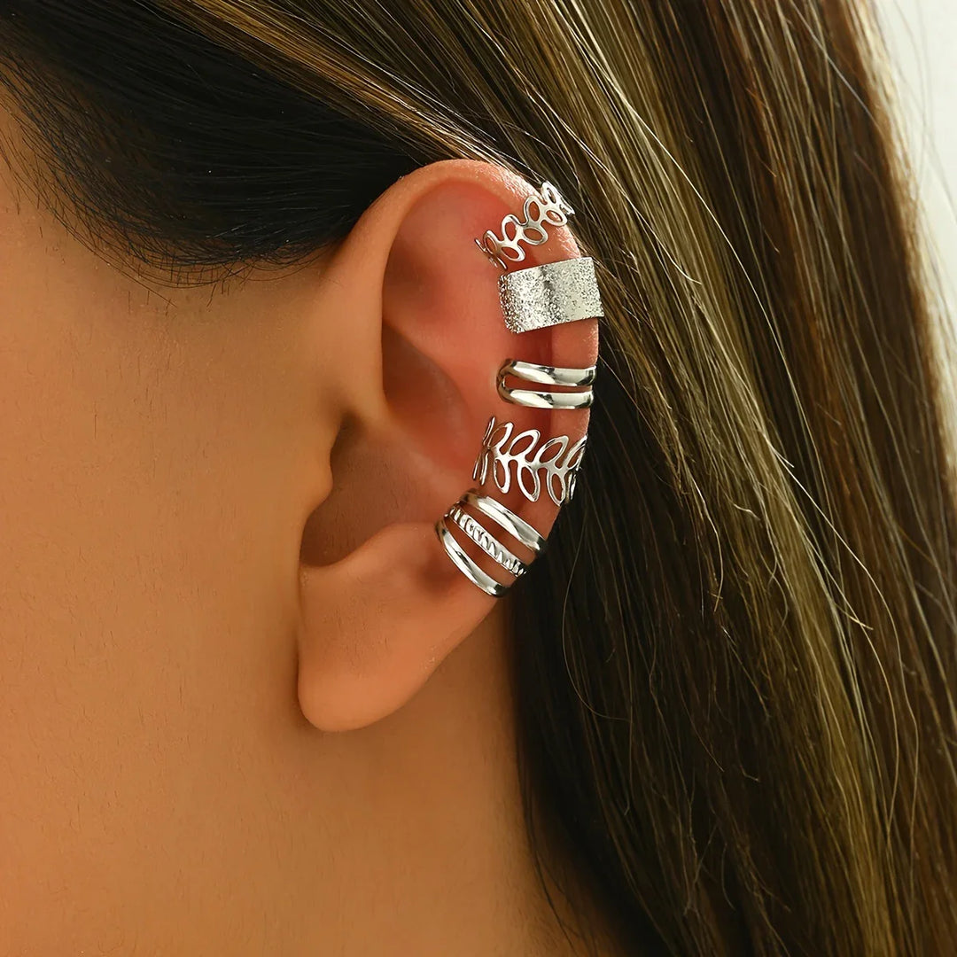 Conjunto de 5 Pendientes Elegantes Dorados