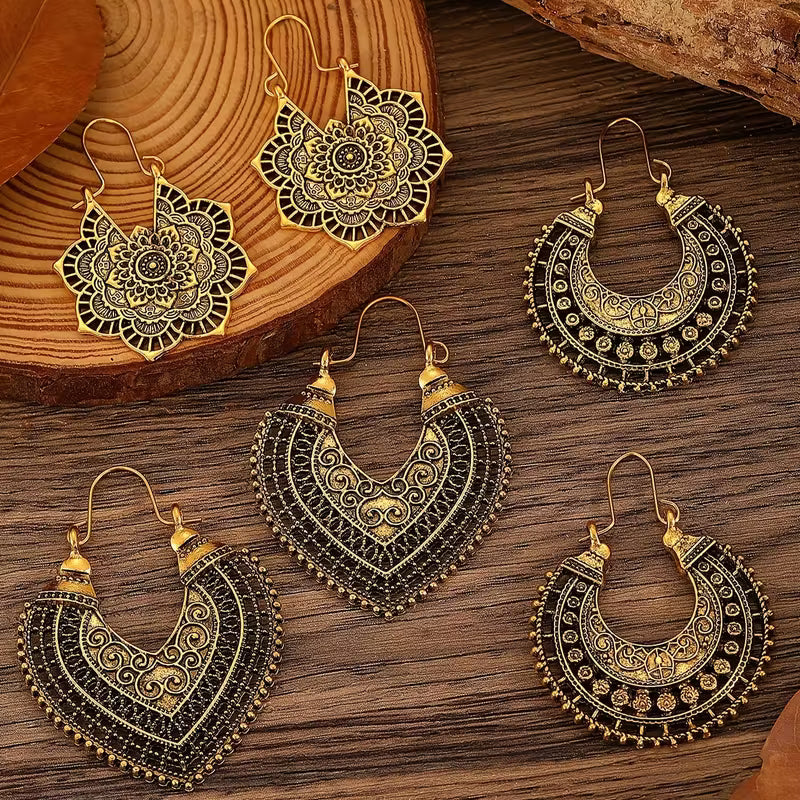 Set de 3 pendientes vintage bohemios