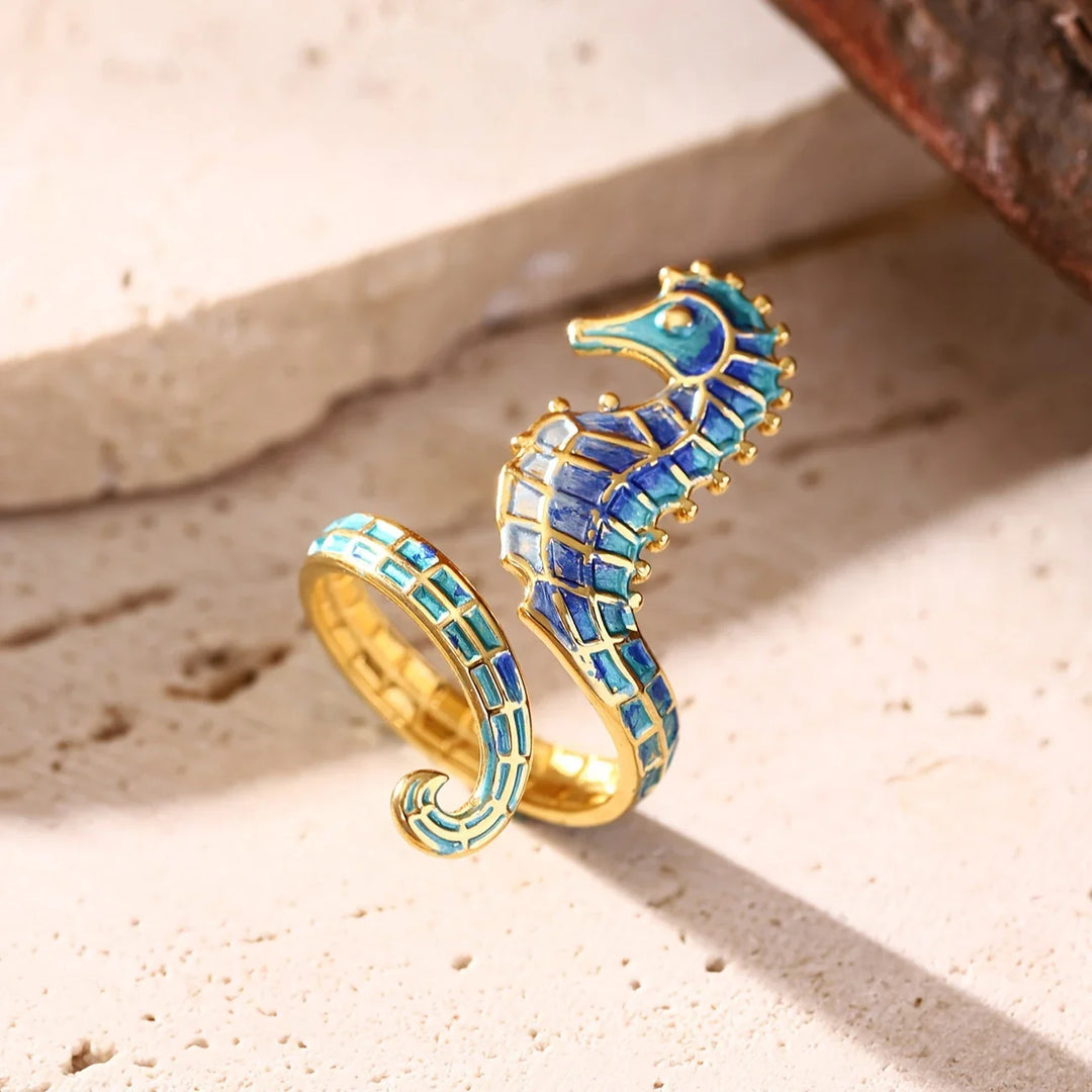 Anillo Ajustable Caballito de Mar Estilo Bohemio