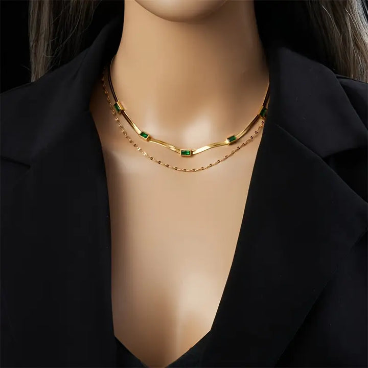 Collar retro de doble capa Sorella Edelstein | Oro