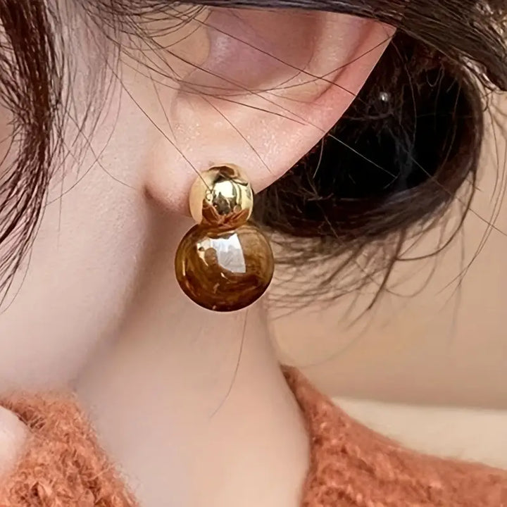 Pendientes Colgantes Aurélie Amber | Dorado