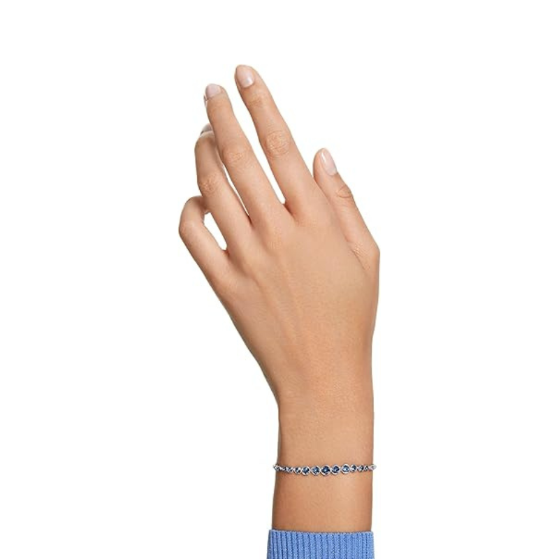 Pulsera de tenis de zafiro corte redondo | Oro blanco