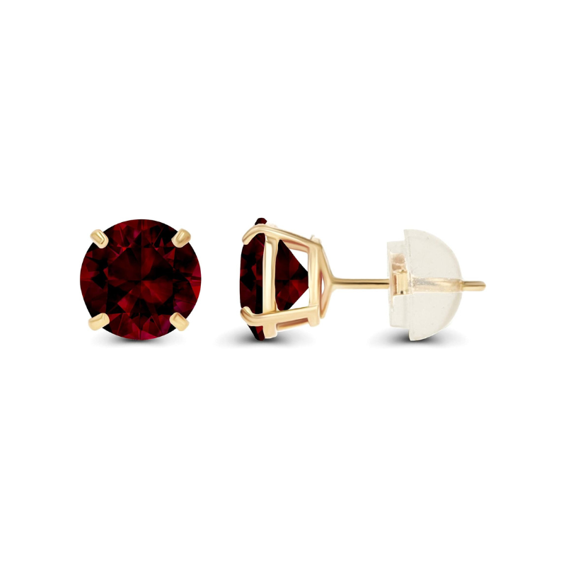 Pendientes stud redondos de rubí | Oro