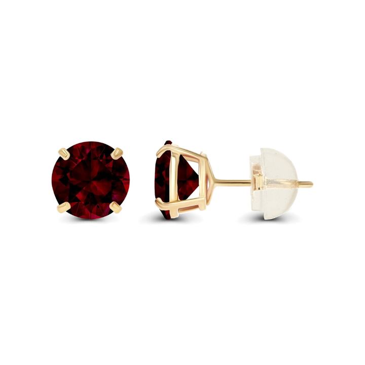 Pendientes stud redondos de rubí | Oro