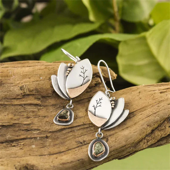 Pendientes vintage de hoja de plata