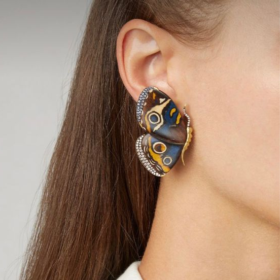 Pendientes vintage de mariposa pintados a mano