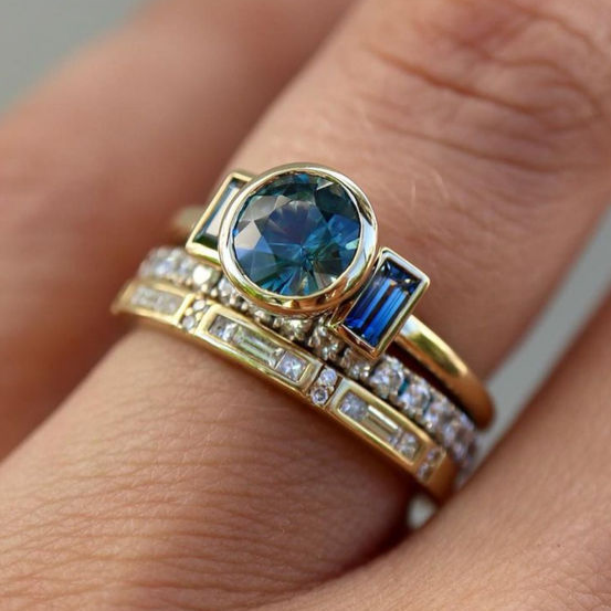 Juego de Anillos Vintage Azul Elegante