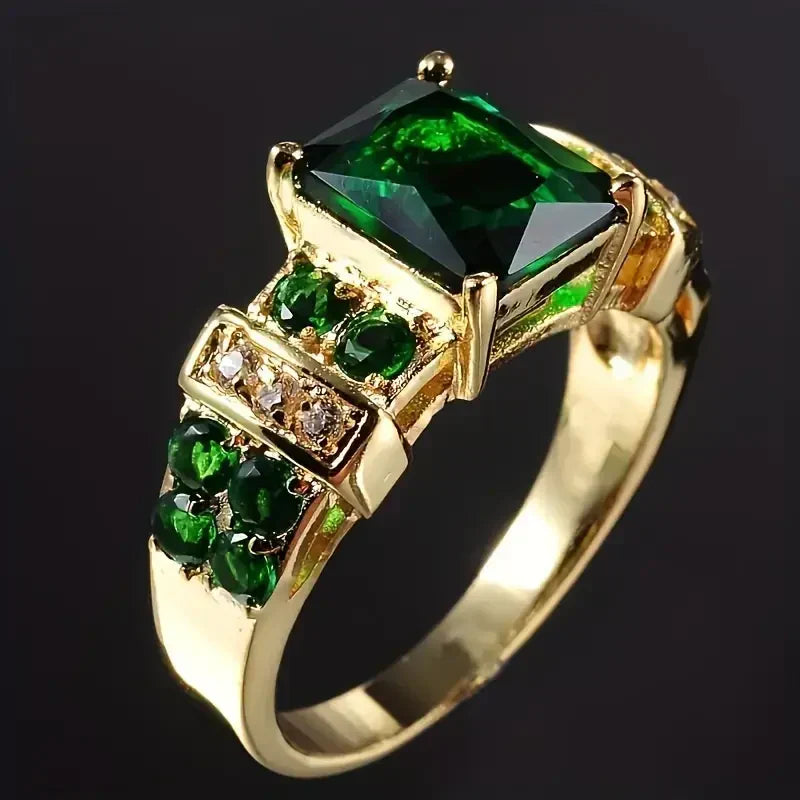 Anillo exquisito de esmeralda | Oro